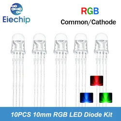 10 pz 10mm RGB LED diodo Kit catodo comune 4pin lampadina luminosa lampade componenti elettronici indicatore diodi emettitori di luce