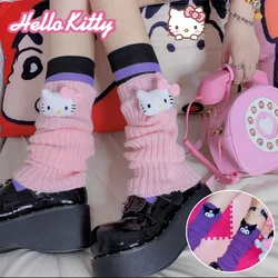 Hello Kitty Kuromi JK Lolita calentadores de piernas para mujer, calcetines largos de punto, cubierta de pie, moda Y2k, Otoño e Invierno