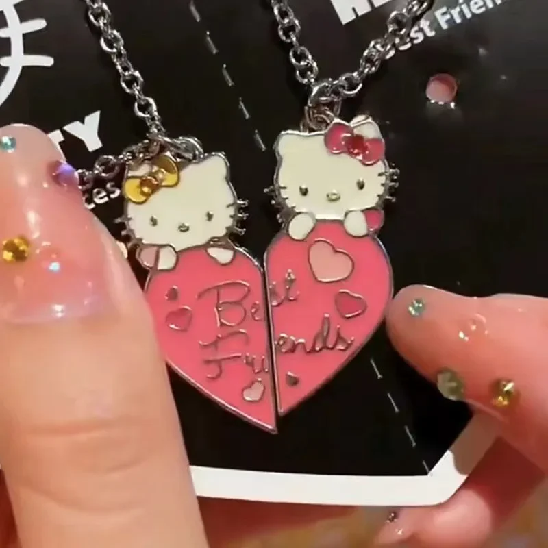 Hello Kitty Necklace Cartoon Anime Couple Wearing Metal Necklace Pendant Couple Style Birthday Christmas Gift