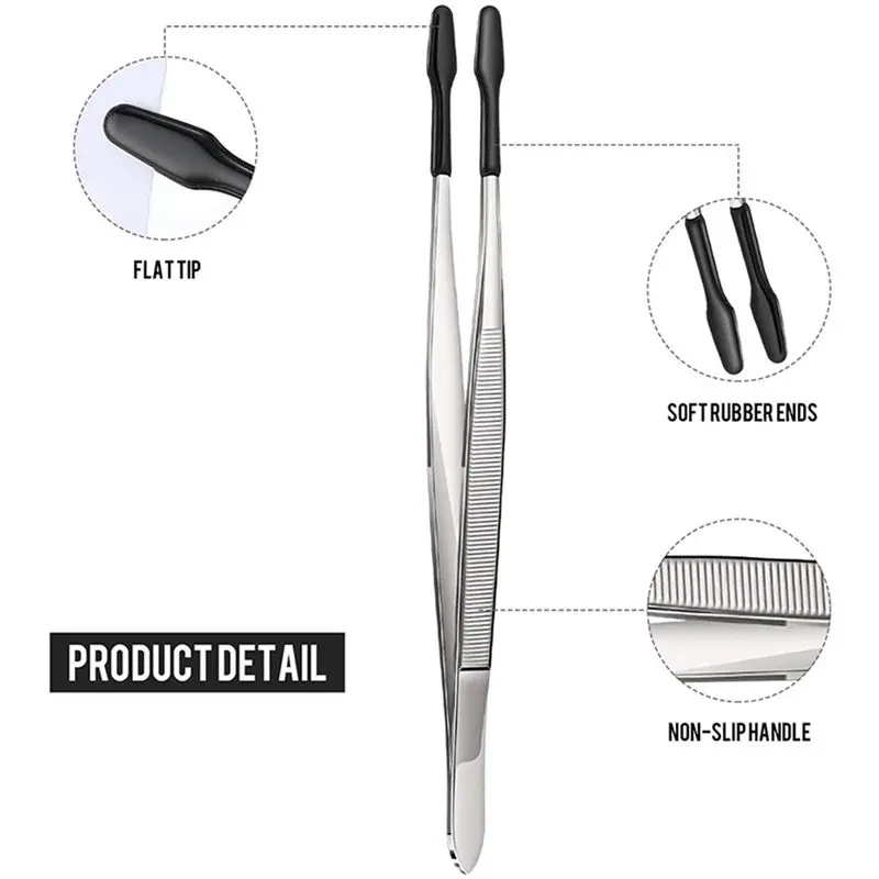 A19F-4 Pieces Of Rubber Tip Tweezers PVC Silicone Precision Tweezers Laboratory Industrial Hobby Craft Tweezers Tool-Black