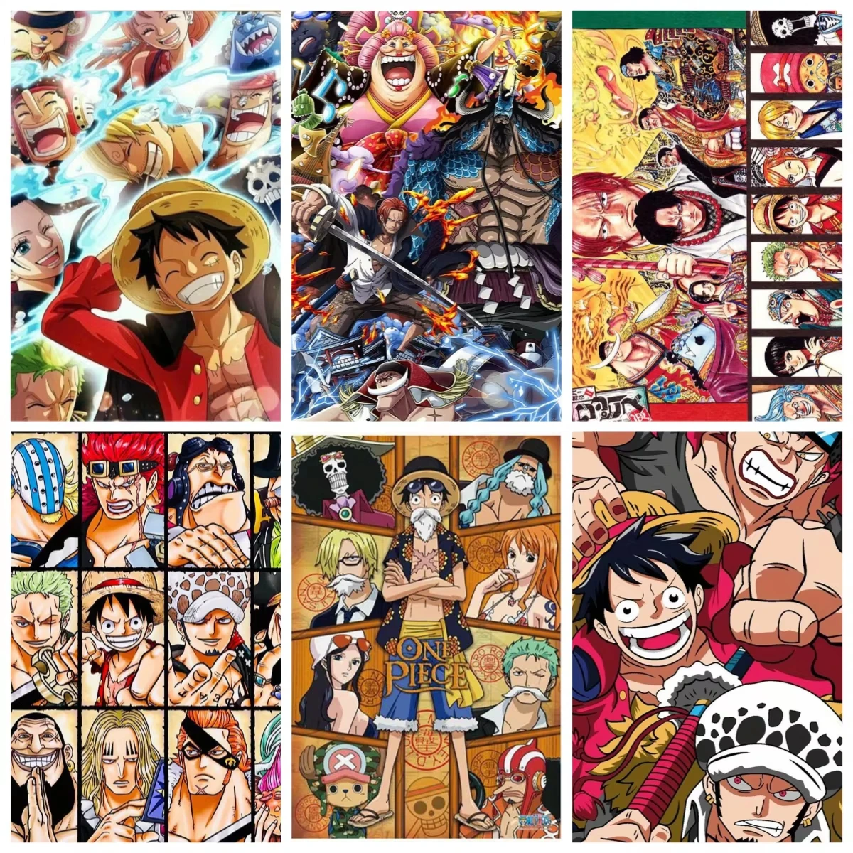 Jigsaw Puzzle 500/1000/1200/2000PCS Classic One Piece Multiple Anime Heroes Collage Colorful Manga Art Puzzle Collectible Gift