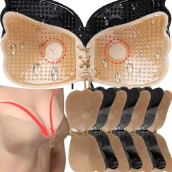 Butterfly Wings One-piece Seamless Thin Gathered Chest Frenulum Invisible Silicone Wedding Bra Underwear Strapless Nipple Pads