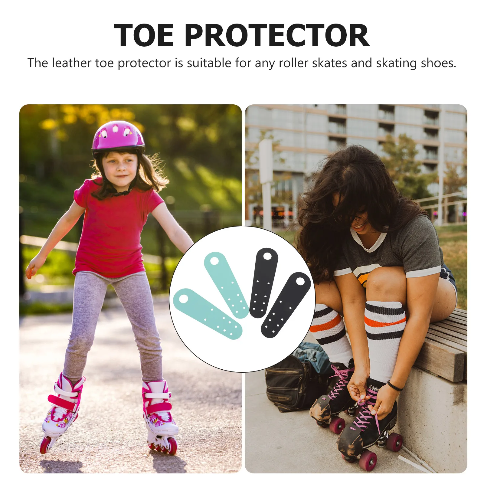 

2 Pairs Skates Head Protective Cover Durable Toe Protectors Skate Boots Front Roller Skates Head Protective Cover Caps Portable
