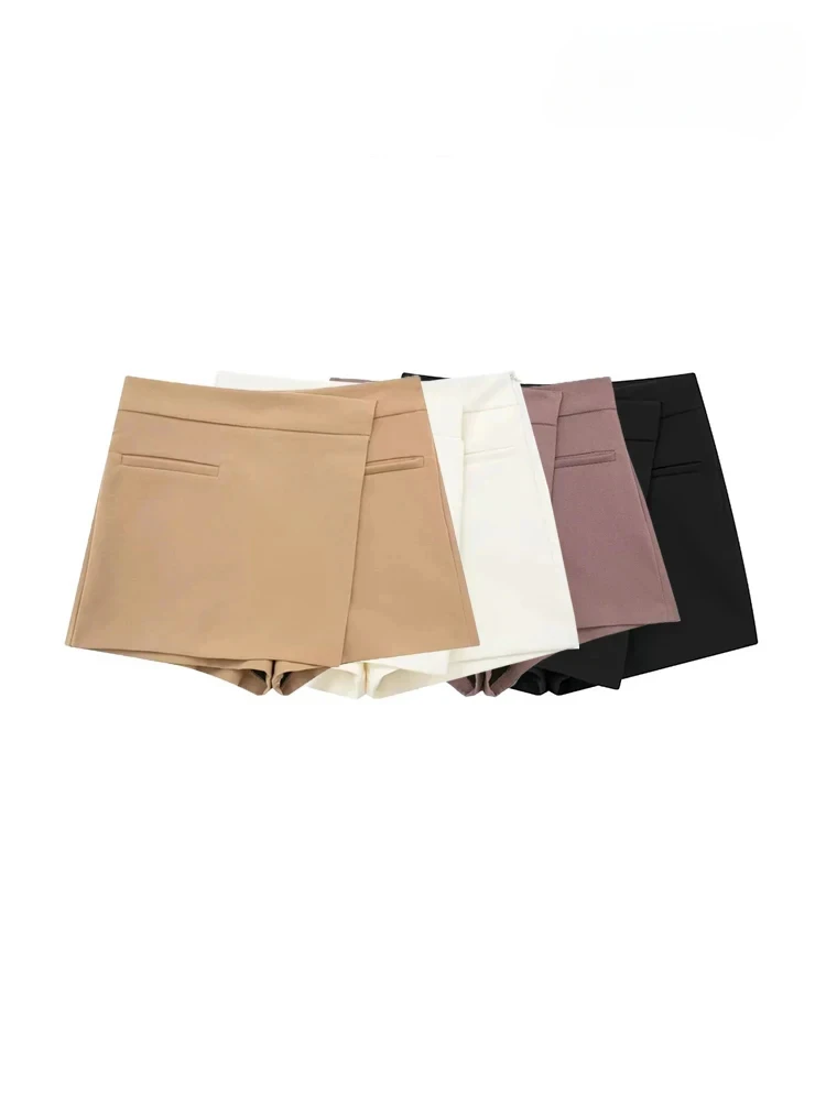 ASDS – jupes courtes portefeuille asymétriques pour femmes, taille haute, fermeture éclair latérale, jupe-short pour femmes, mode