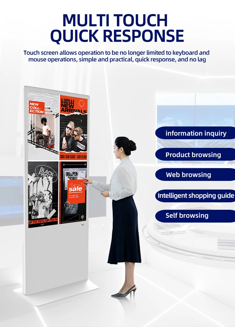 High-Definition 4K 32/43/50/55 Inch Floor Standing LCD Touch Screen Interactive Board Digital Signage And Advertising Screen