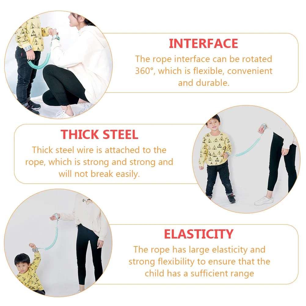 

1pc Anti-Lost Wristband Safety Toddler Kids Anti-Lost Belt Traction Belt Lock Cotton Wristband Elastic Rope 360° Rotation
