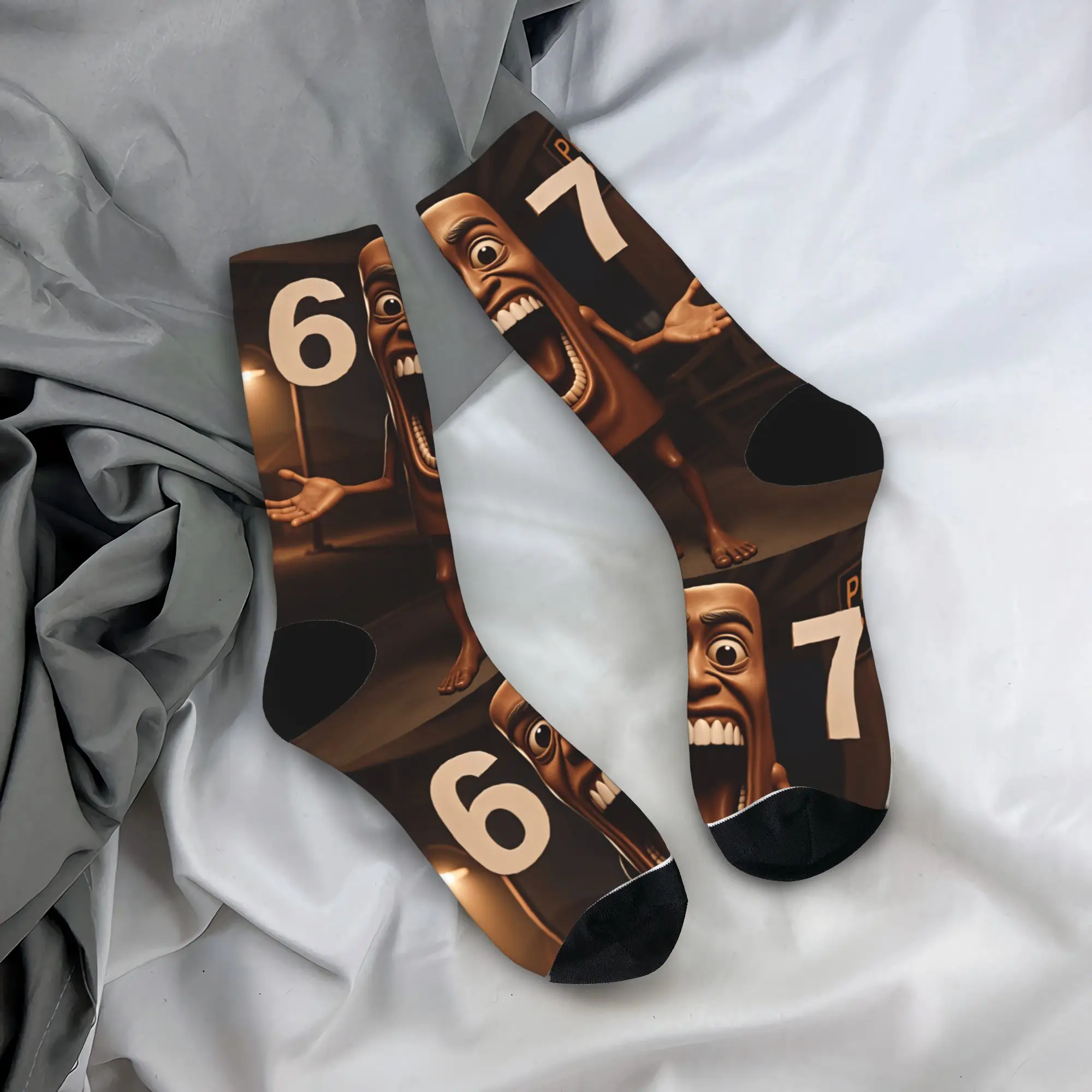 Tung Tung Sahur Italian 67 Socks  Vintage Stockings Winter Non Slip Men Socks Breathable Graphic Running Sports Socks
