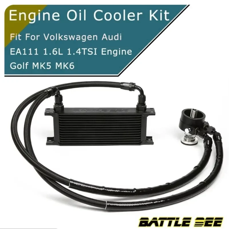 Oil Cooler Kit AN8 For VAG Golf MK5 MK6 1.6L 1.4T Engine EA111 Volkswagen Audi A3 Oil Filter Sandwich Adapter BB-OCK-111