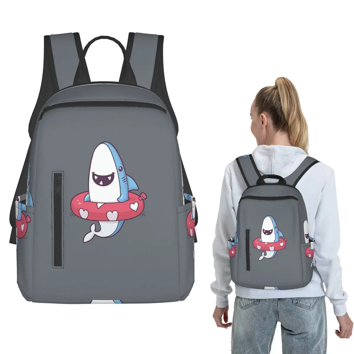 Shark Summer Fun Backpack Daypack Boys Girls BookBag School Bag Shoulder Bags for Men Women