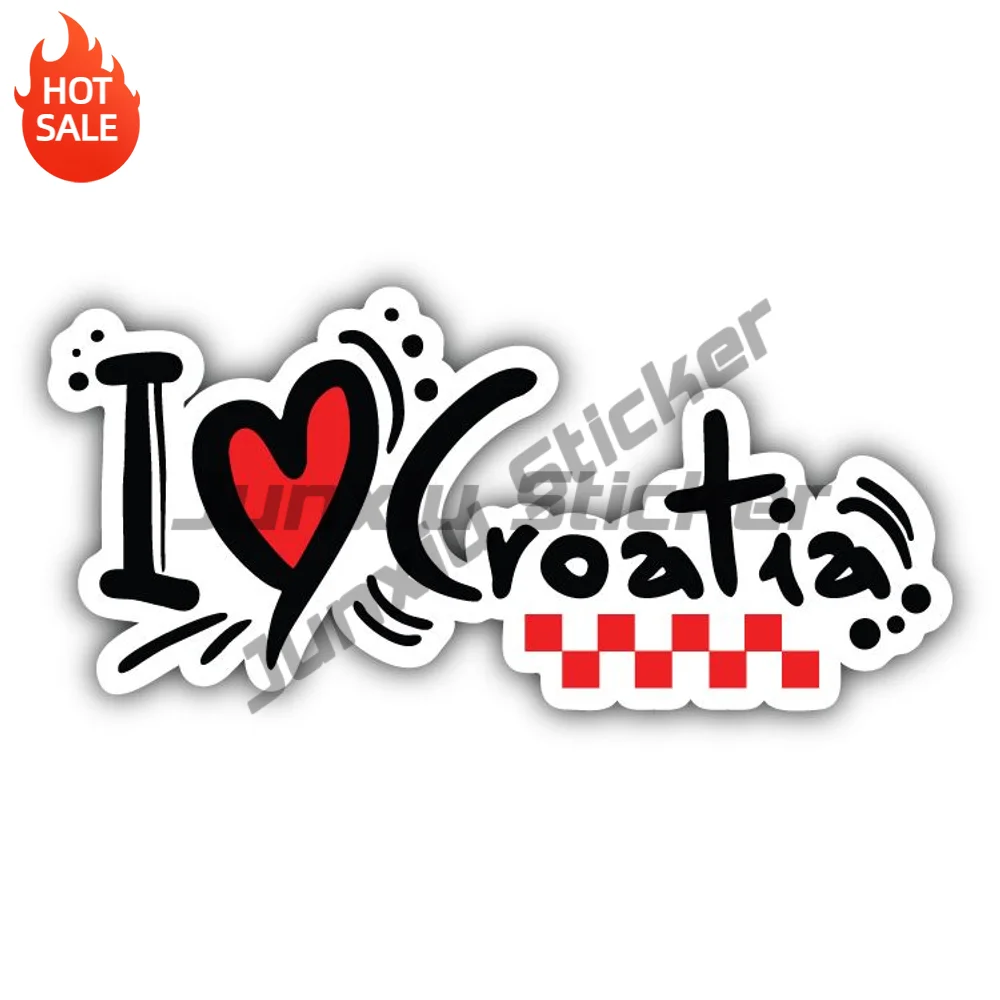 I Love Croatia Slogan Vinyl Car Sticker Self Adhesive Decal For SUV Window And Travel Case Exterior Decoration