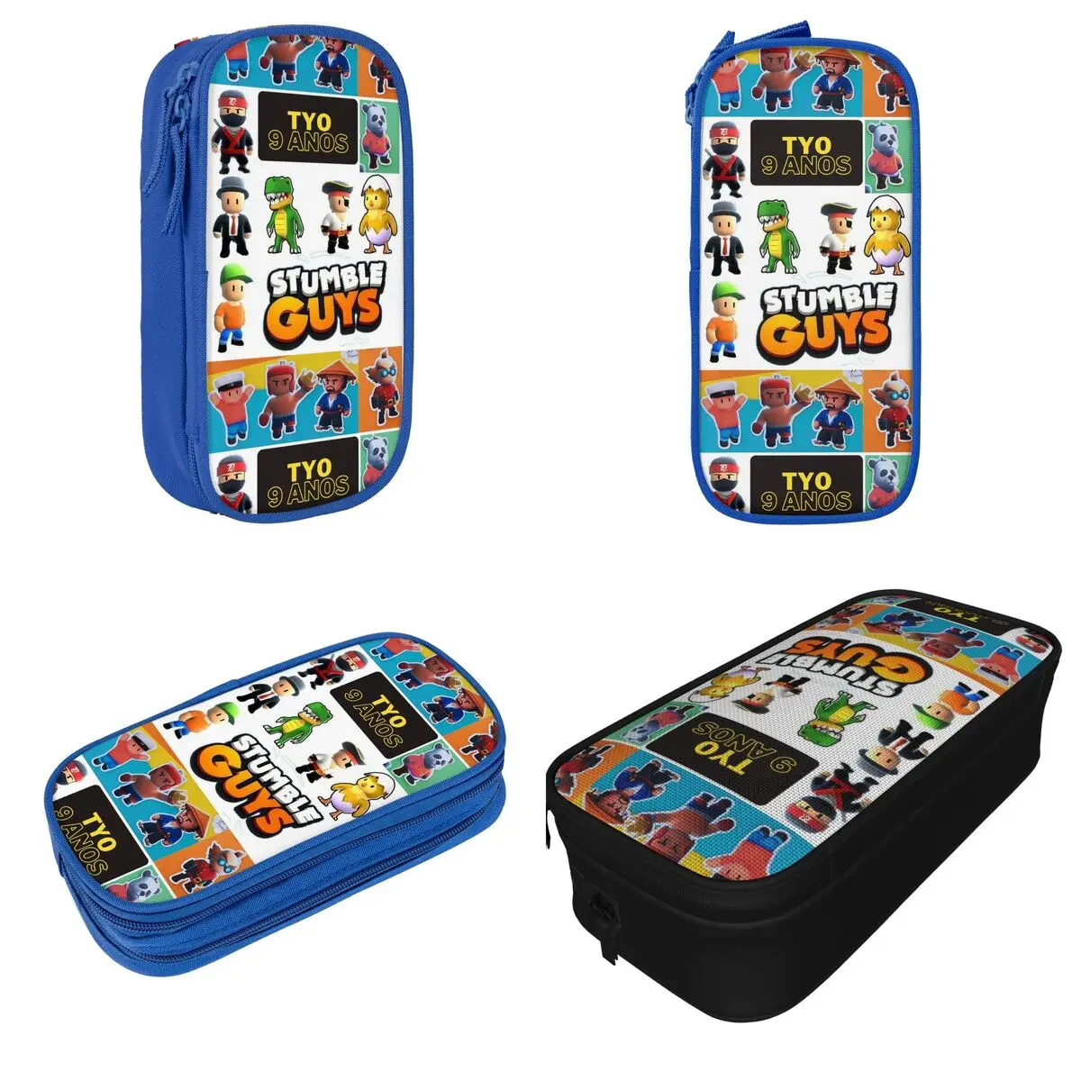 Fun Stumble Guys Game مقلمة مقلمة كرتونية صندوق أقلام رصاص للطلاب حقيبة تخزين كبيرة للطلاب أدوات مكتبية بسحاب للمدرسة