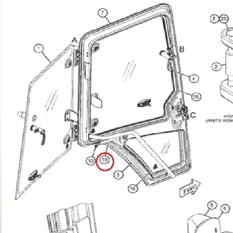 CAB DOOR GAS SPRING caterpillar CAT BACKHOE LOADER  432F2,420F2,430F2,422F2,444F2,434F2,427F2,416F2,415F2,428F2