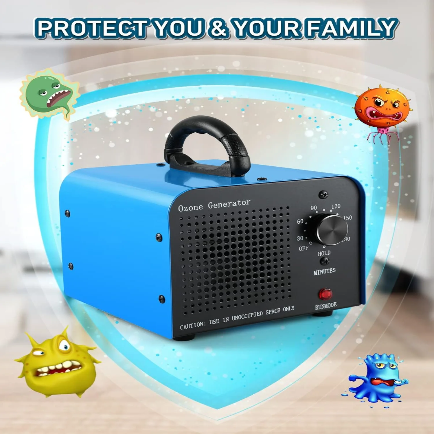 Generatore ECNLAN 0zona - Ionizzatore da 30000 mg/h per casa/gallone/fumo/stanza di animali domestici - Potente purificazione per ambienti domestici puliti e freschi