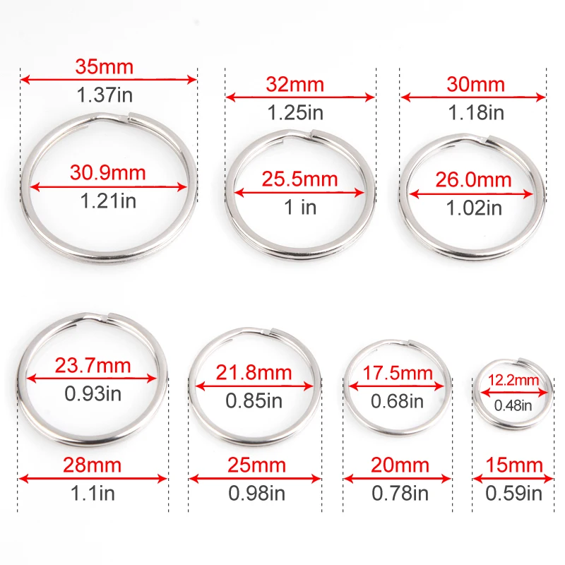 20/50/100pcs Key Rings 15/20/25/28/30/32/35mm Round Flat Line Split Rings Keyring for Making Keychain DIY Findings