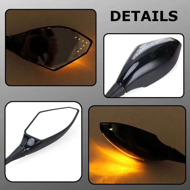 Motorcycle Rearview Mirror Universal for Yamaha MT YZF R1 R6 R6S FZR600 YZF-R1 YZF-R6 Honda CBR 600 GSR LED Turn Signal Mirrors