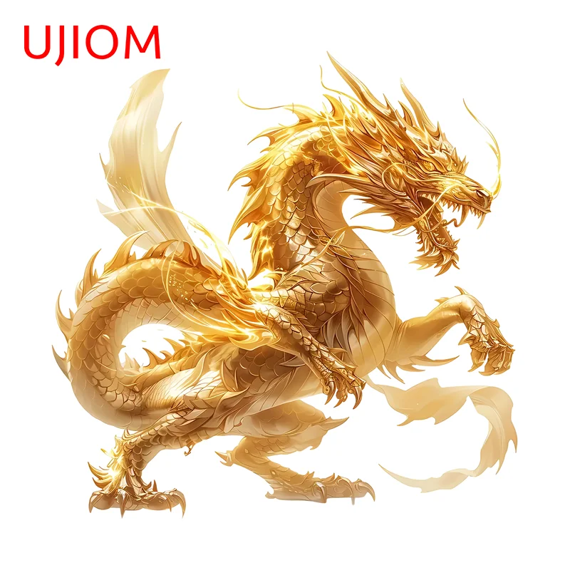 UJIOM Artistic Trendy Golden Dragon Wall Sticker Enchanting Hot Selling Adhesive Bookshelf Decal Cool Wallpapers Decorations