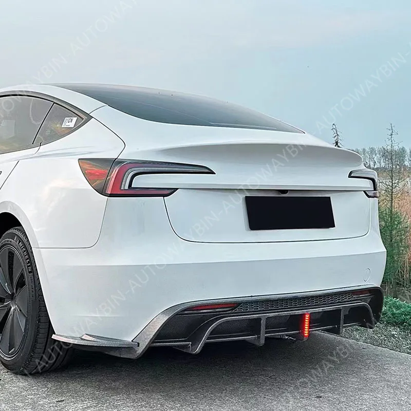 For Tesla Model 3 Highland 2024 Beetle Body Kits Bumper lip Rear Diffuser with Pilot Light Glossy Black Carbon Tesla Tuning Part