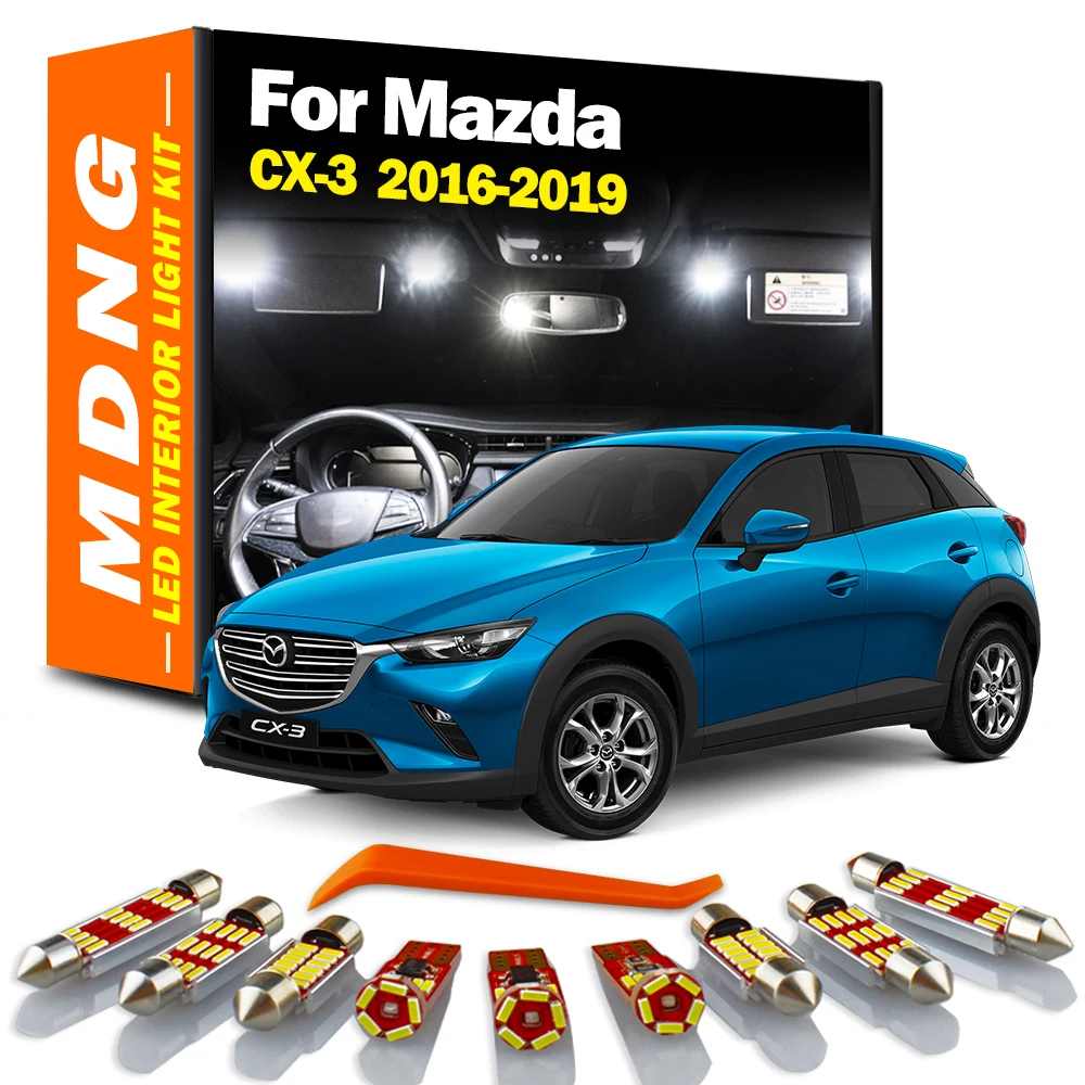 MDNG 10Pcs Canbus Car Interior LED Light Kit For Mazda CX-3 CX3 2016 2017 2018 2019 Map Reading Dome Trunk License Plate Lamp