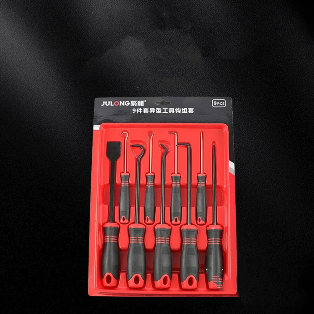 9 Piece Universal Scraper Hook Tool Set Auto Auto Repair Tools Chrome Vanadium Steel O-Ring Washer Puller Seal Hook Remover Kit universal 325 inch electric gasoline chain saw wood surface tree bark peeler scraper planer blade knife plant polish peel tool