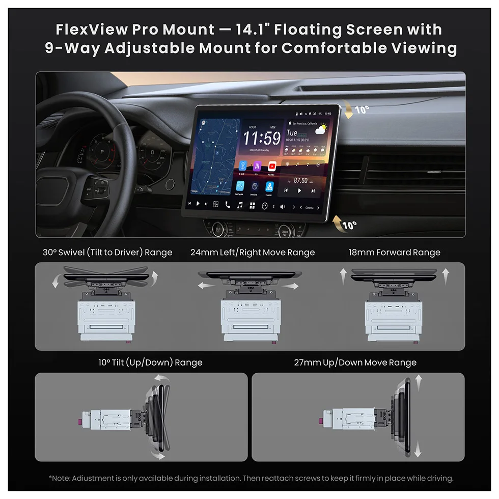 14.1 inch Big Retractable Screen Android Radio 1/2 Din Flexview Display Car Stereo LiveView Camera Parking Guard GPS Navigation Bluetooth Head Units X10 Atotozone