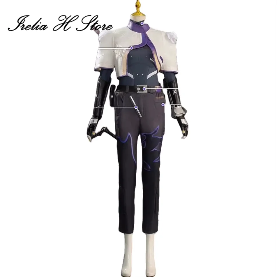 

Irelia H AAnime Valorant Vyse Cosplay Costume Vyse PU uniform Suit Halloweem Costumes Top coat Pants
