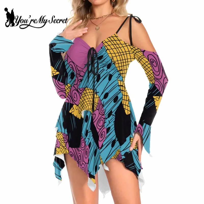 Sky02 [أنت سري] فستان بدون أكمام لحفلات الهالوين ليلة قبل عيد الميلاد كابوس سالي أنيمي المهرج تأثيري Co88Li