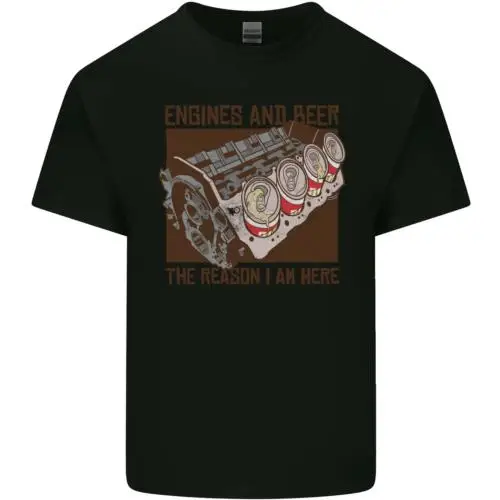 Engines & Beer Cars Hot Rod Mechanic Funny Mens Cotton T-Shirt Tee Top