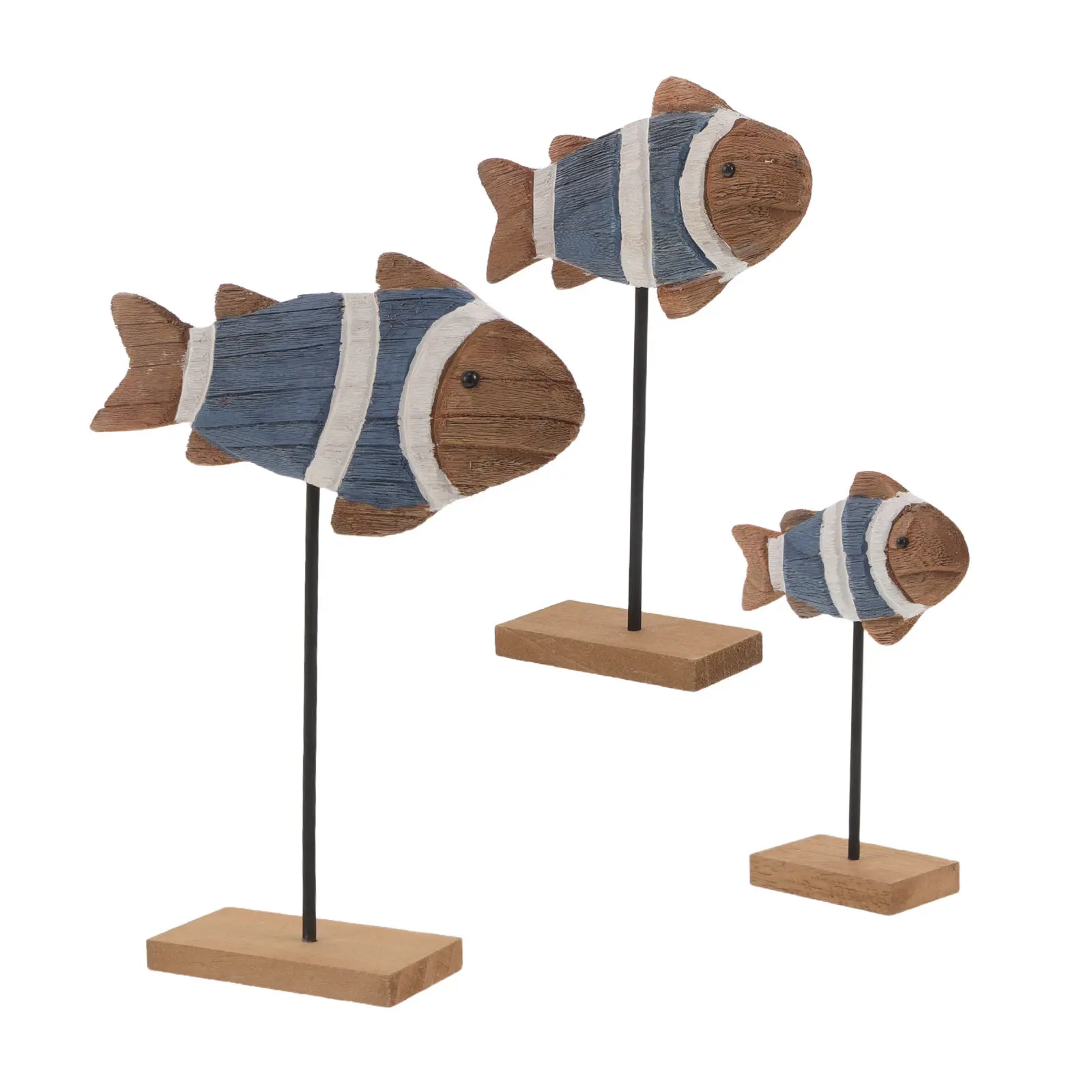 Artisan Crafted Small Mediterranean Fish Statue Ceramic Decor Object for Modern Farmhouse Beach Living Space Styling