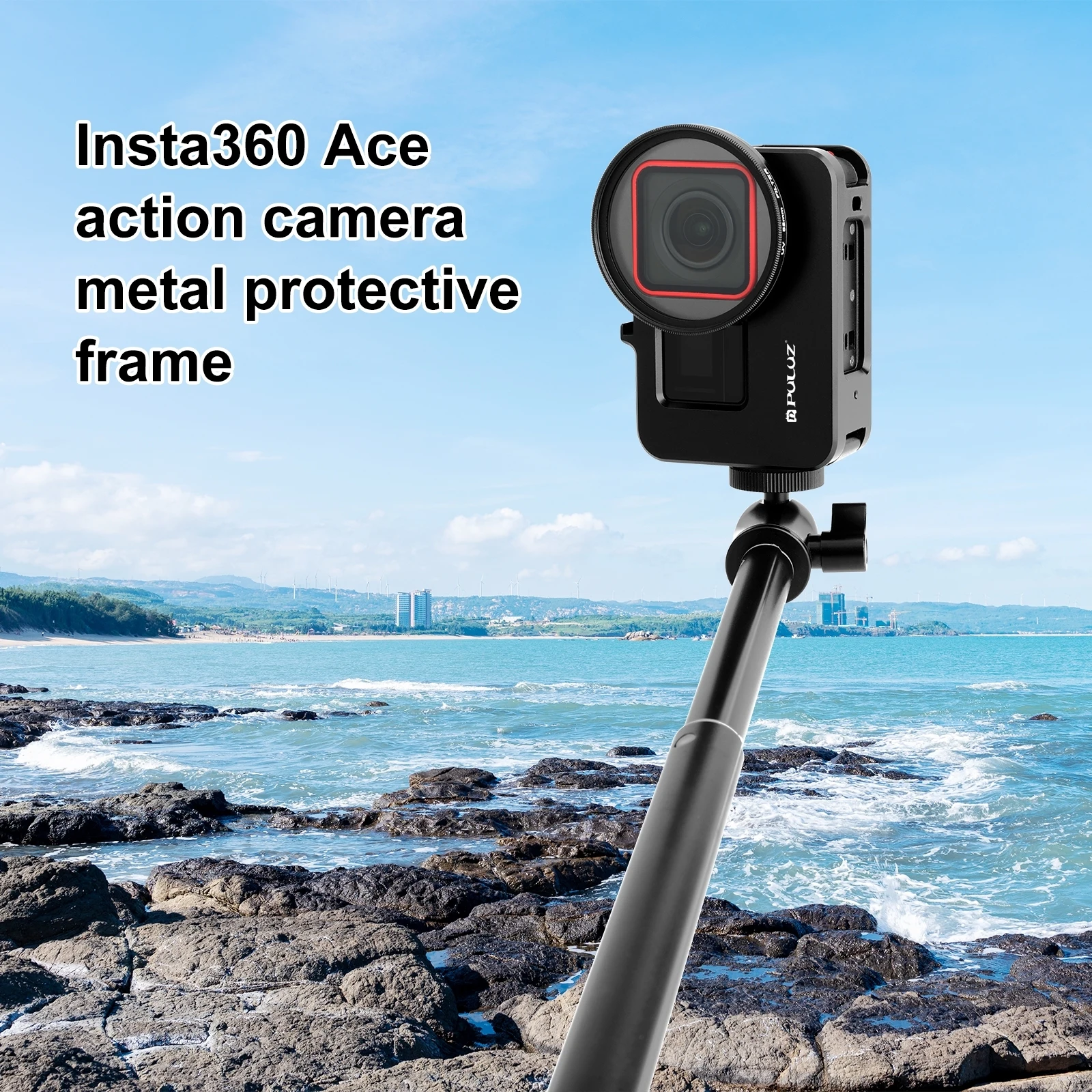 PULUZ Metal Rabbit Cage For Insta360 Ace Pro / Ace  Adapter Frame with 52mm UV Filter & Adapter Ring