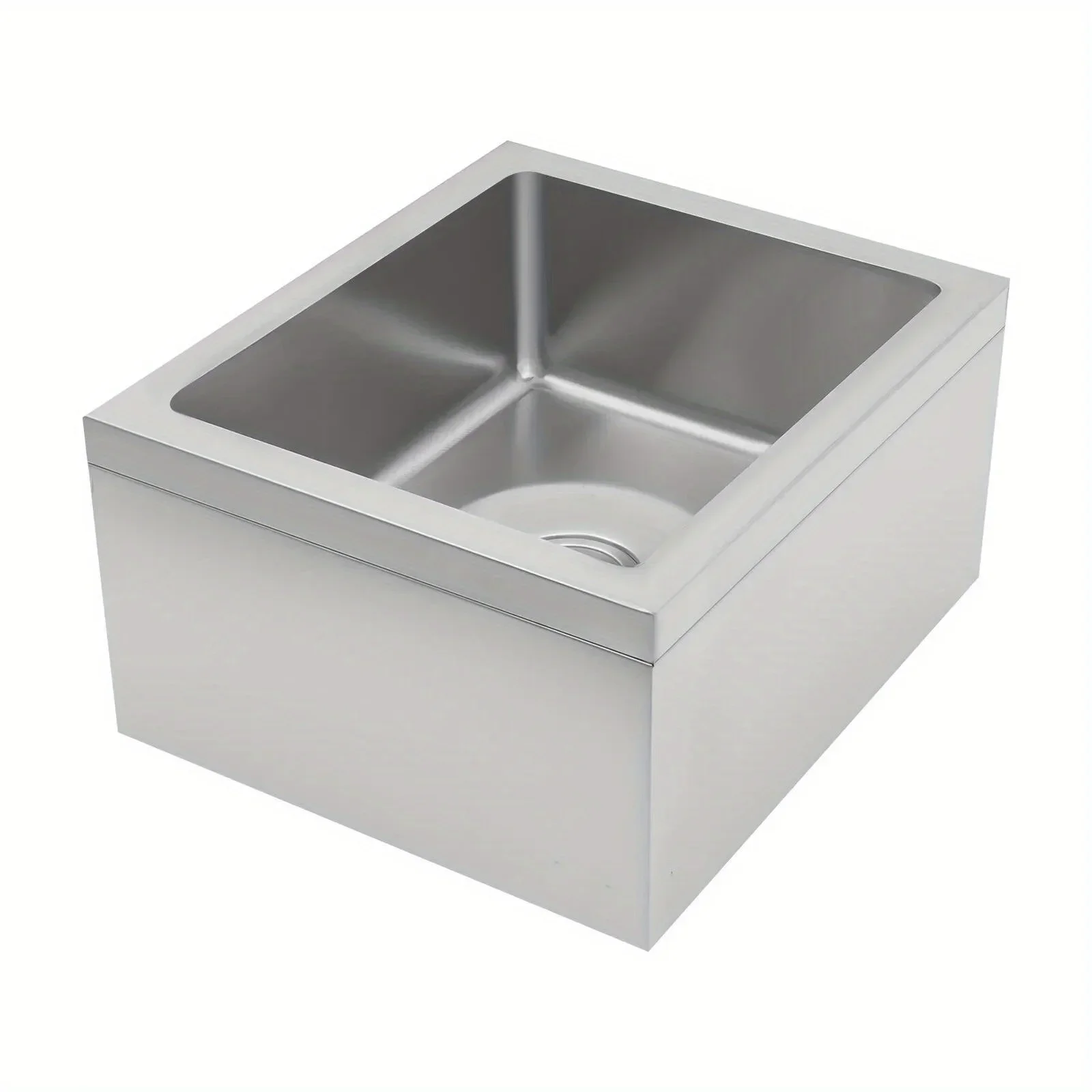 حوض المرافق وعاء واحد بالوعة تجارية فضية من الفولاذ المقاوم للصدأ قائم بذاته بالوعة تجارية واحدة فضية