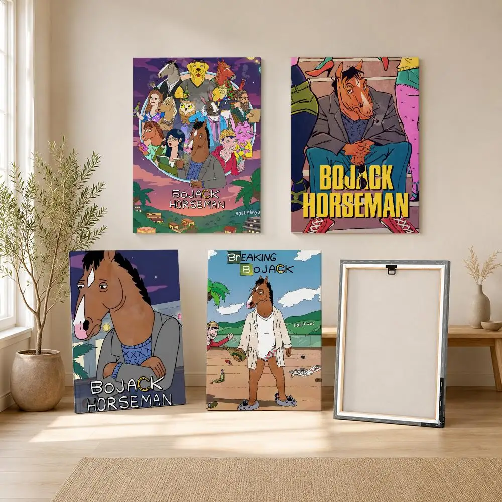 Anime B-BoJack H-Horsemans Painting Calligraphy HD Canvas Wall Art With Inner Frame Gallery Wrapped Ready To Hang Home Decor