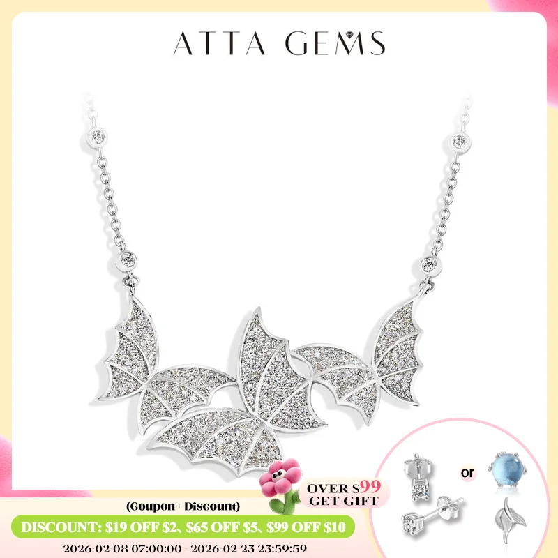 

ATTAGEMS элегантное ожерелье из муассанита с бабочкой для женщин, серебро S925, VVS1, лабораторный бриллиант, роскошные свадебные украшения для невесты, подарок, Лидер продаж