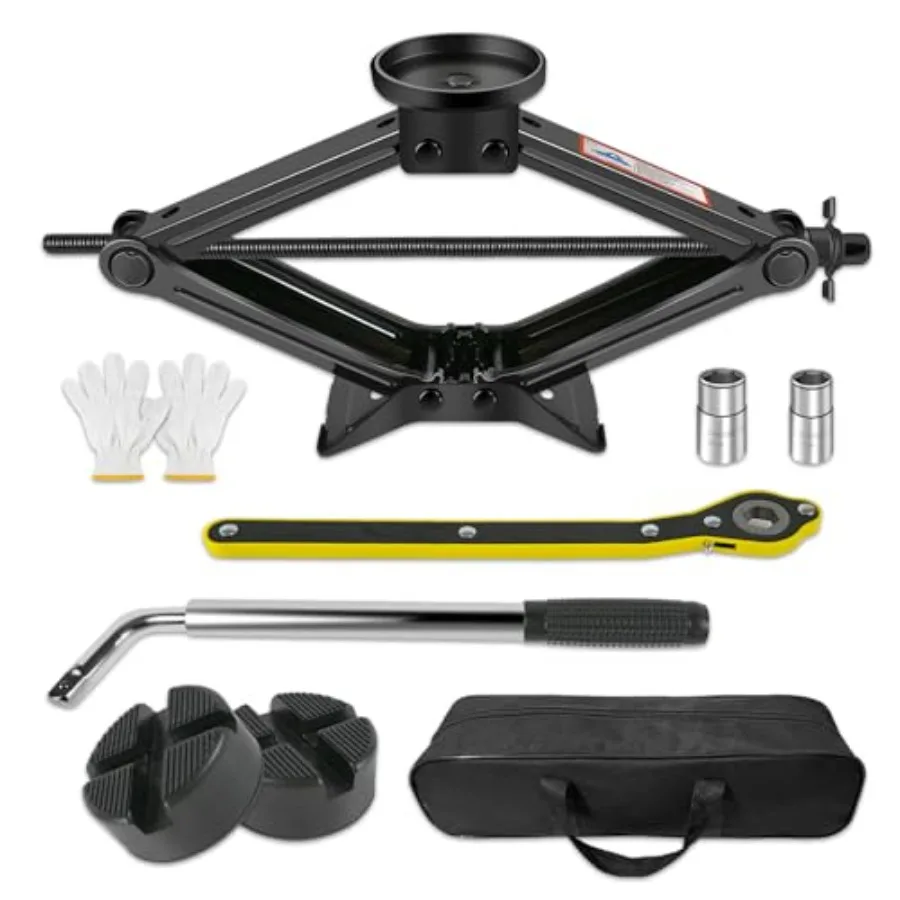 

Car Jack Kit 2.5 Ton 5512 lbs with Rubber Jack PadEmergency Kit Tire Changing Kit for Car SUV MPV