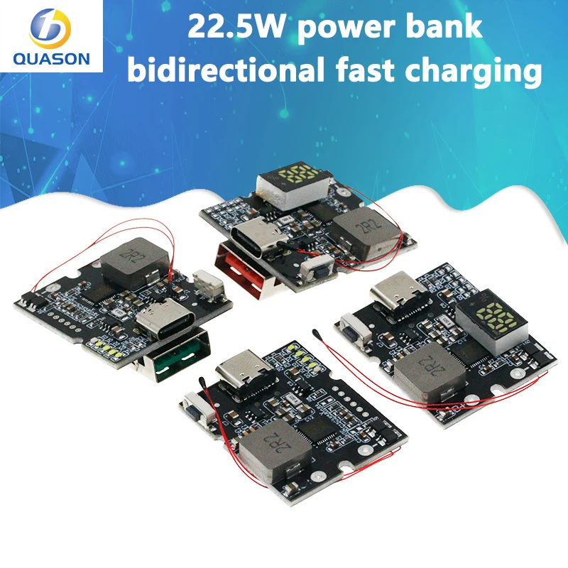 22.5W Power Bank Bidirectional Fast Charging Mobile Power Module Circuit Board With Digital/Light Type-C USB Suppor PD/QC3.0 2.0