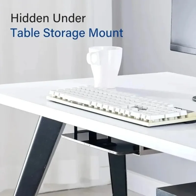 Under Desk Laptop Tablet Hanging Stand Universal Metal Hidden Notebook Storage Mount Desk Organizer Bracket Fit Most Notebooks