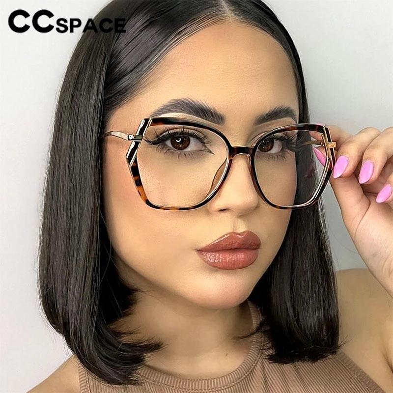 

Polygon Large Size Anti Blue Light Glasses Frame Women TR90 Optical Clear Eyeglass Customizable Prescription Spectacles #301827