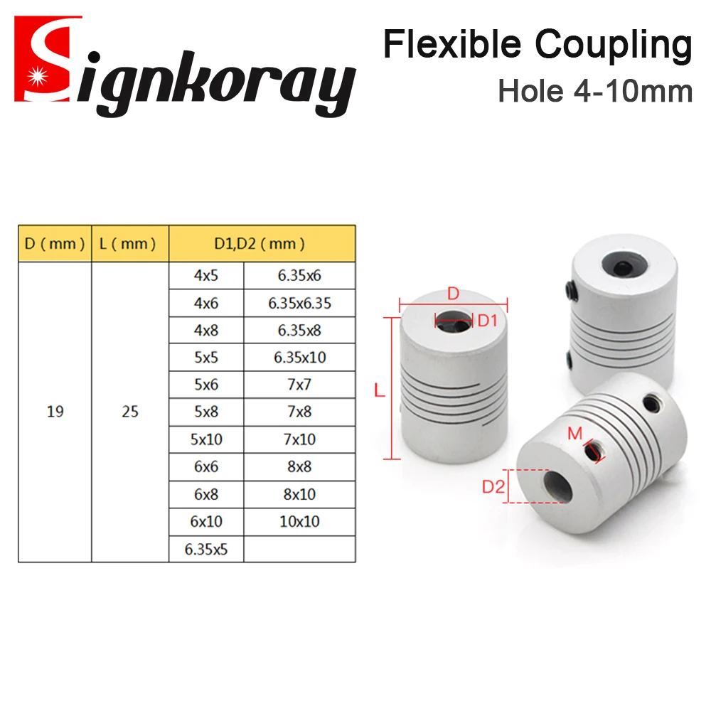 SignkoRay سبائك الألومنيوم اقتران مرن التشفير لف محرك متدرج اقتران D19mm L25mm ثقب داخلي 4-10 مللي متر