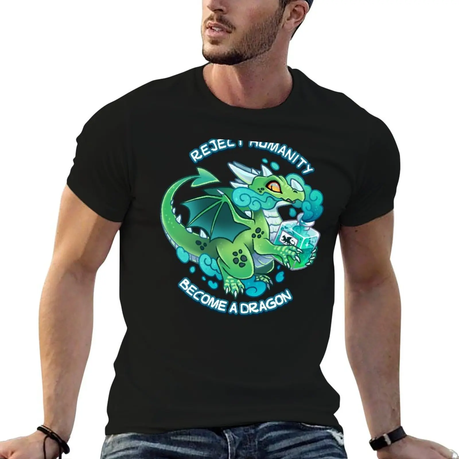 Répudiez la humanité, devenez un DRAGON ! T-shirt décontracté style travail