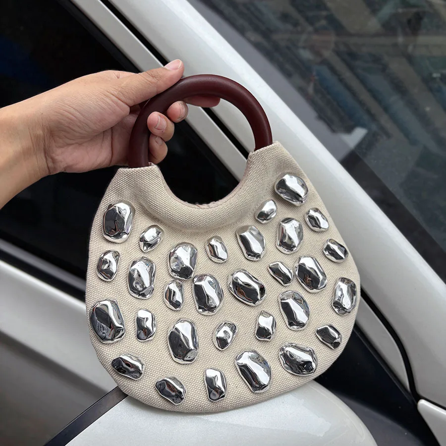 Neue hochwertige Schildpatt-Nieten-Modehandtasche, trendige coole Bucket-Bag, Locomotive Damenhandtasche – Detail 7