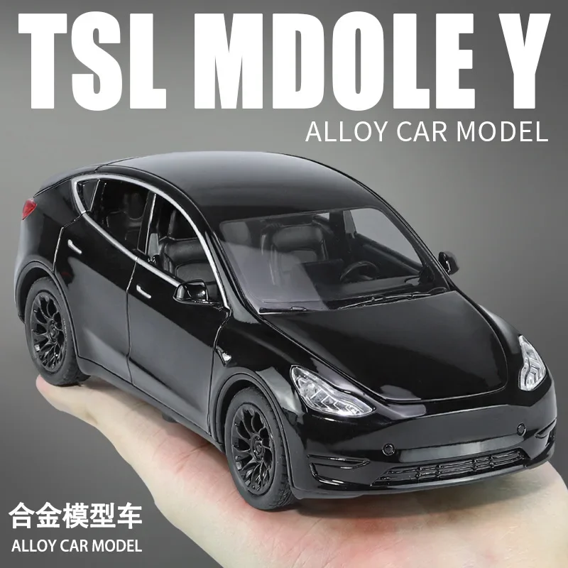 1:24 Tesla Model Y High Simulation Diecast Metal Alloy Model car Sound Light Pull Back Collection Kids Toy Gifts