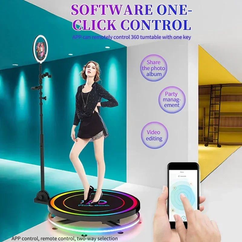 115cm 4-6 Peeple Intelligent Operation 360 Degree Slow Motion Photo Booth Photobooth Spin Machine Automatic With Honey Case