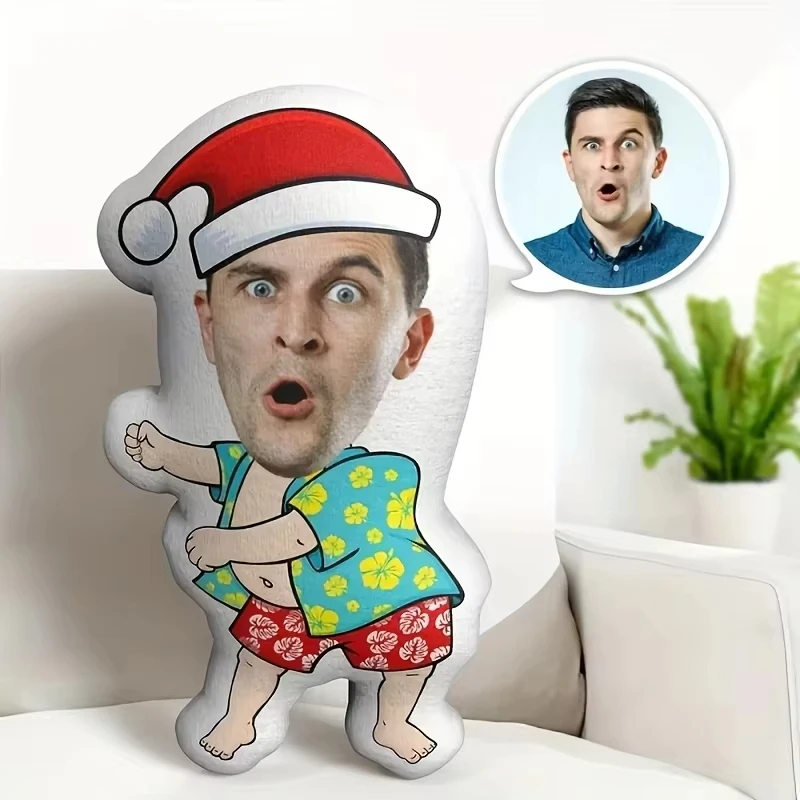 Personalized Funny Awkward Ugly Portrait Throw Pillow, Custom Meme Face Cutout Human Cushion, Prank Novelty Decor for Sofa Bed O