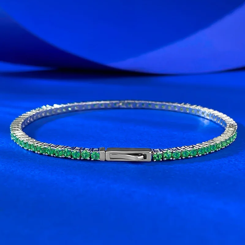 

GazingS925 Sterling Silver Bracelet Inlaid with Colored Full Diamonds - Unisex, New Style, Fashionable Trendy, Ideal Jewelry Gif