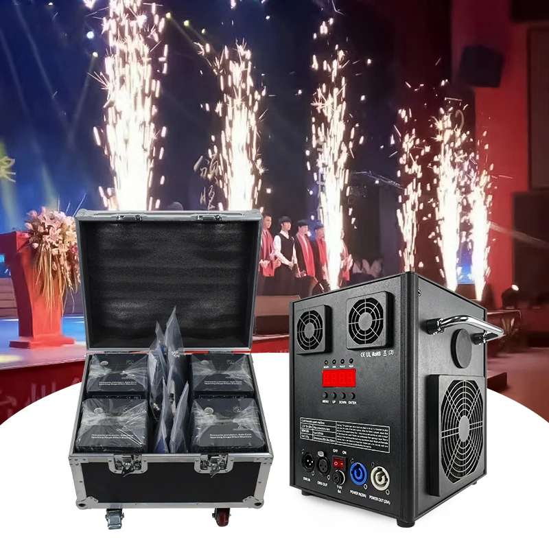 Máquina de faísca fria com estojo Fly, Máquina Sparkler casamento, 700W, 4pcs