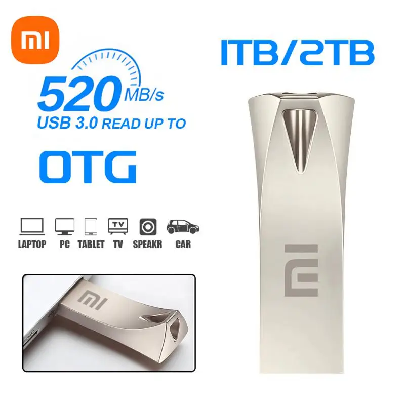 Unidade Flash USB Xiaomi Pen Drive de Alta Velocidade 2 TB 1 TB USB 3. 0 Memória Stick 512GB Flash Pendrive Metal Memoria USB Disk Para PC Mac