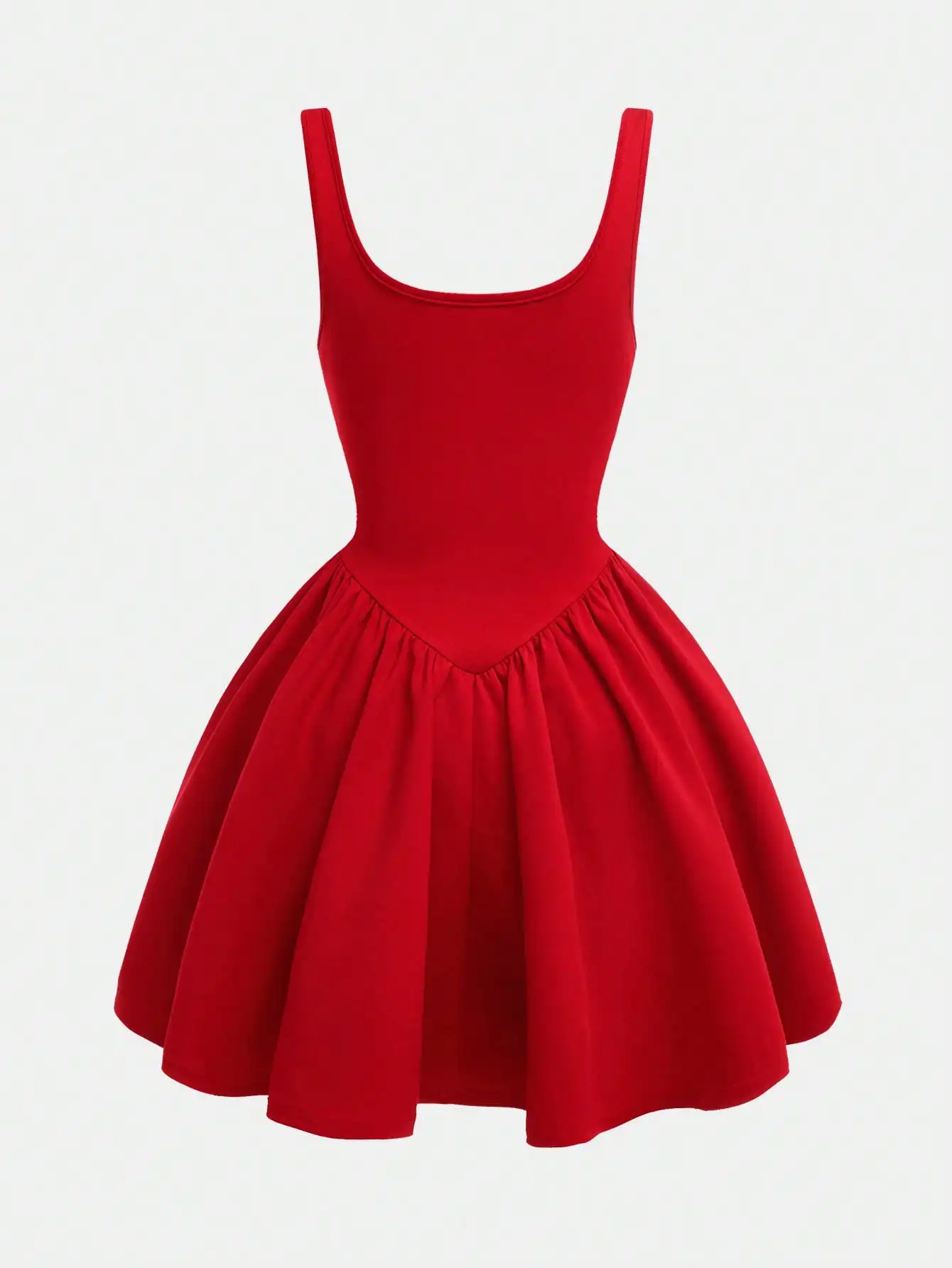 Sommerkleid für Mädchen von 7–14 Jahren, quadratischer Ausschnitt, breiter Träger, rot, dehnbar, tailliert, plissiert, A-Linie, knielang, für Tanz, Party, Alltag, Schule – Detail 5