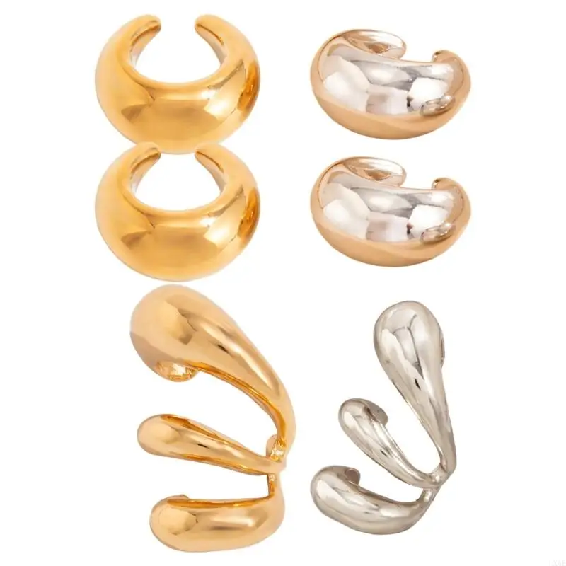 Modern Geometric Earrings For Girls Lightweight Alloy Material Piercing Double Color Selection Ear Accessories