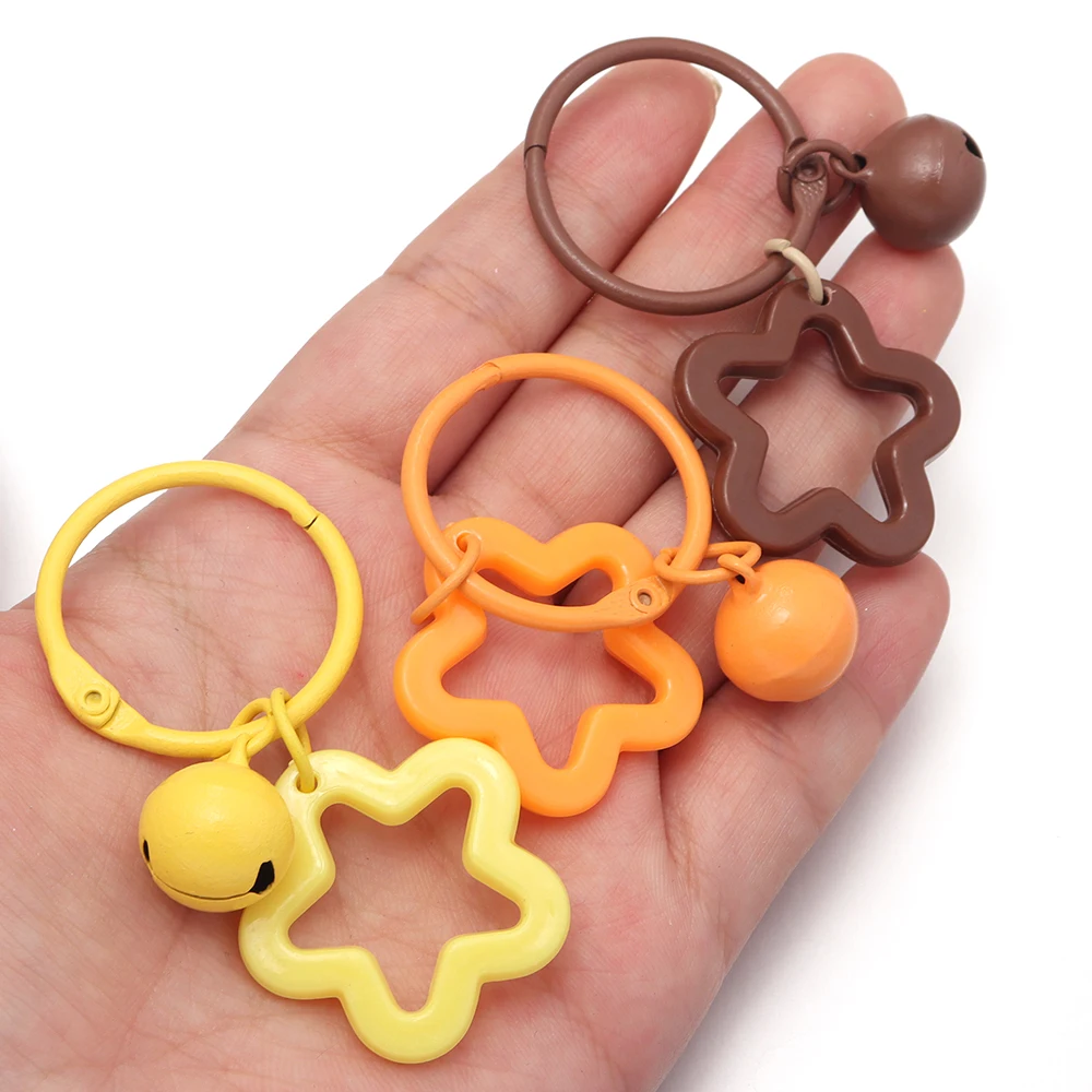 10 Stück bunte Stern-Glocken-Anhänger-Schlüsselanhänger mit offener Ring-Schnalle für die Herstellung von DIY-Schmuck, Schlüsselketten, Taschen- und Geldbörsen-Dekorationen – Detail 7