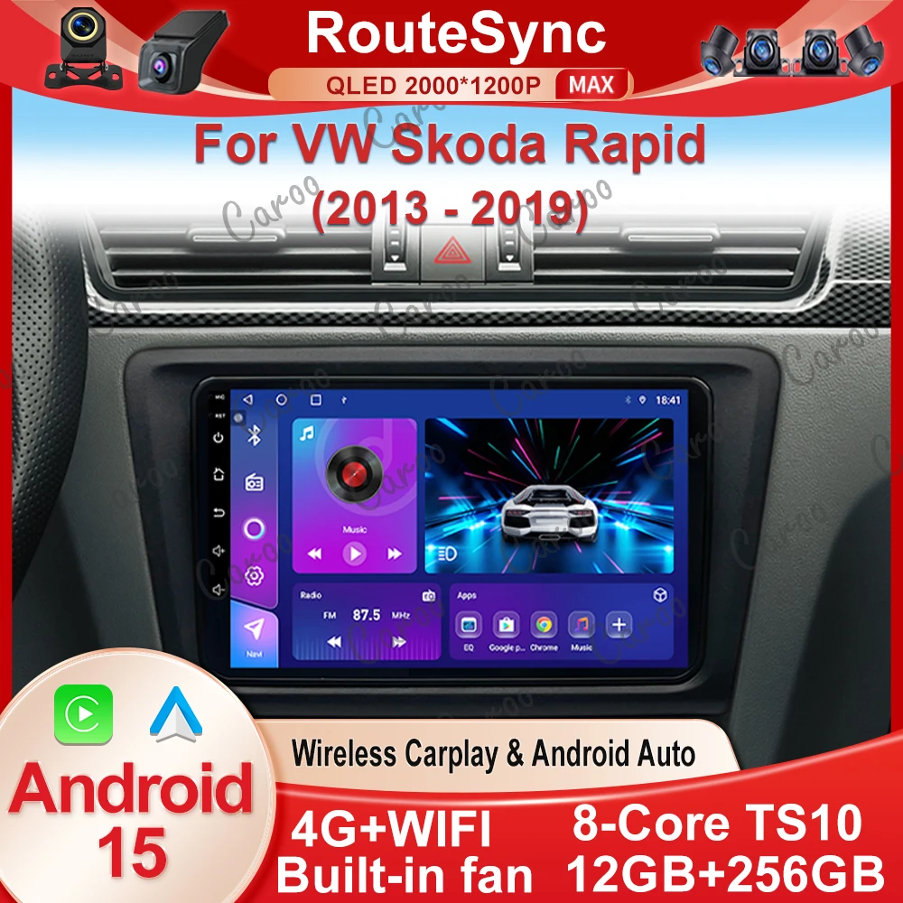 Android 15 Carplay Car Radio For VW Skoda Rapid 2013 2014 2015 2016 2017 2018 2019 Seat Toledo 2015 - 2018 GPS Multimedia Stereo