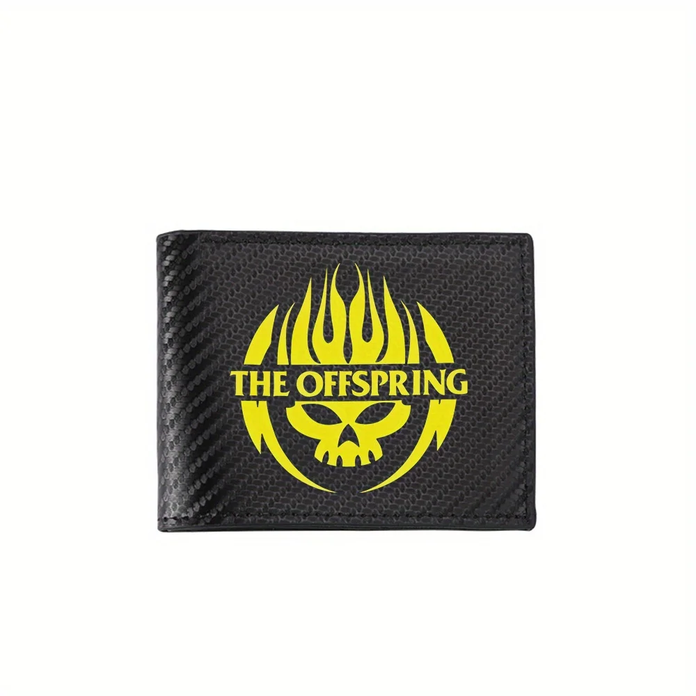Yellow skull flame circle band text Men's Wallets Simple Business Modern Stylish Printing Design Gifts For Father Boyfriend Chri